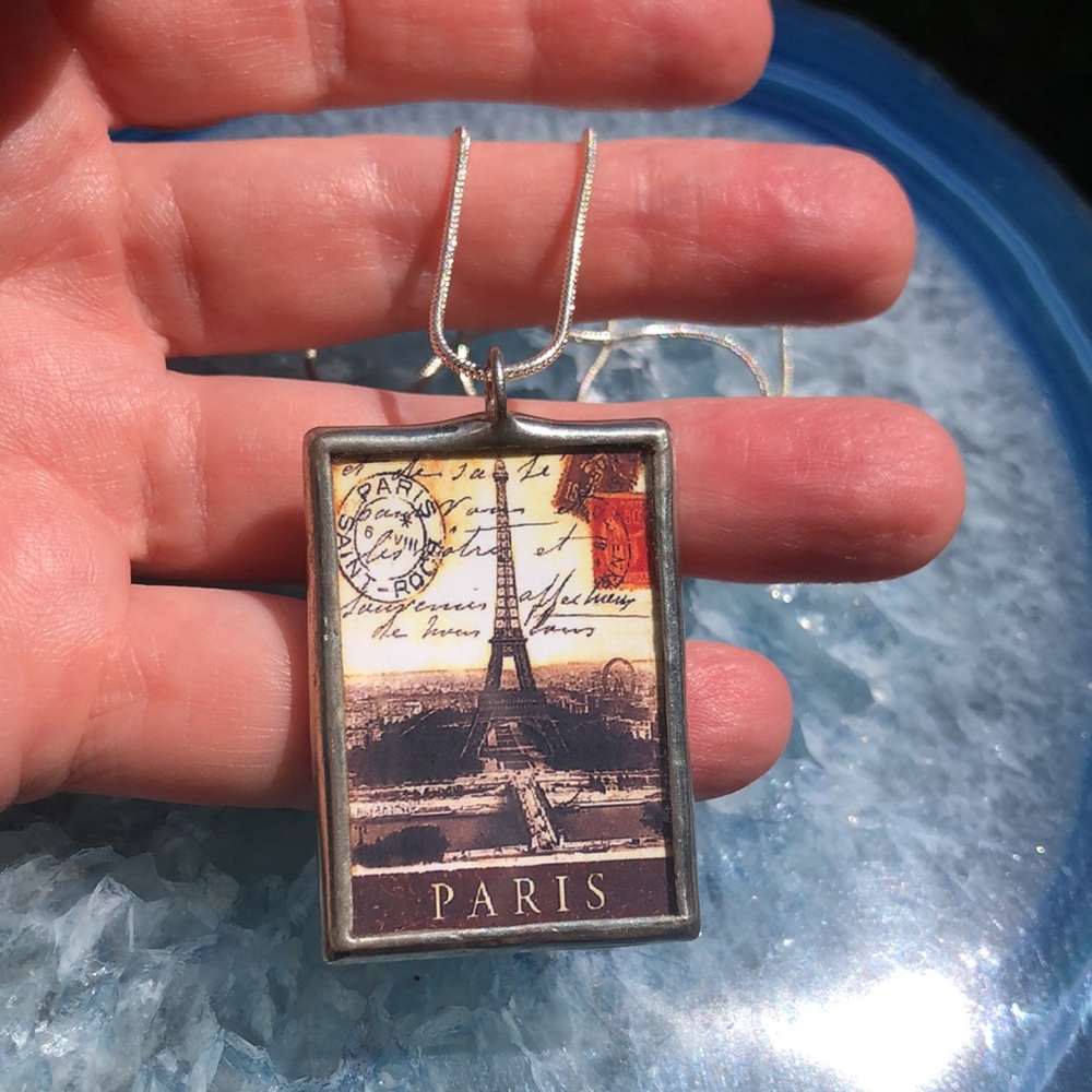 Double-Sided Glass Paris Necklace